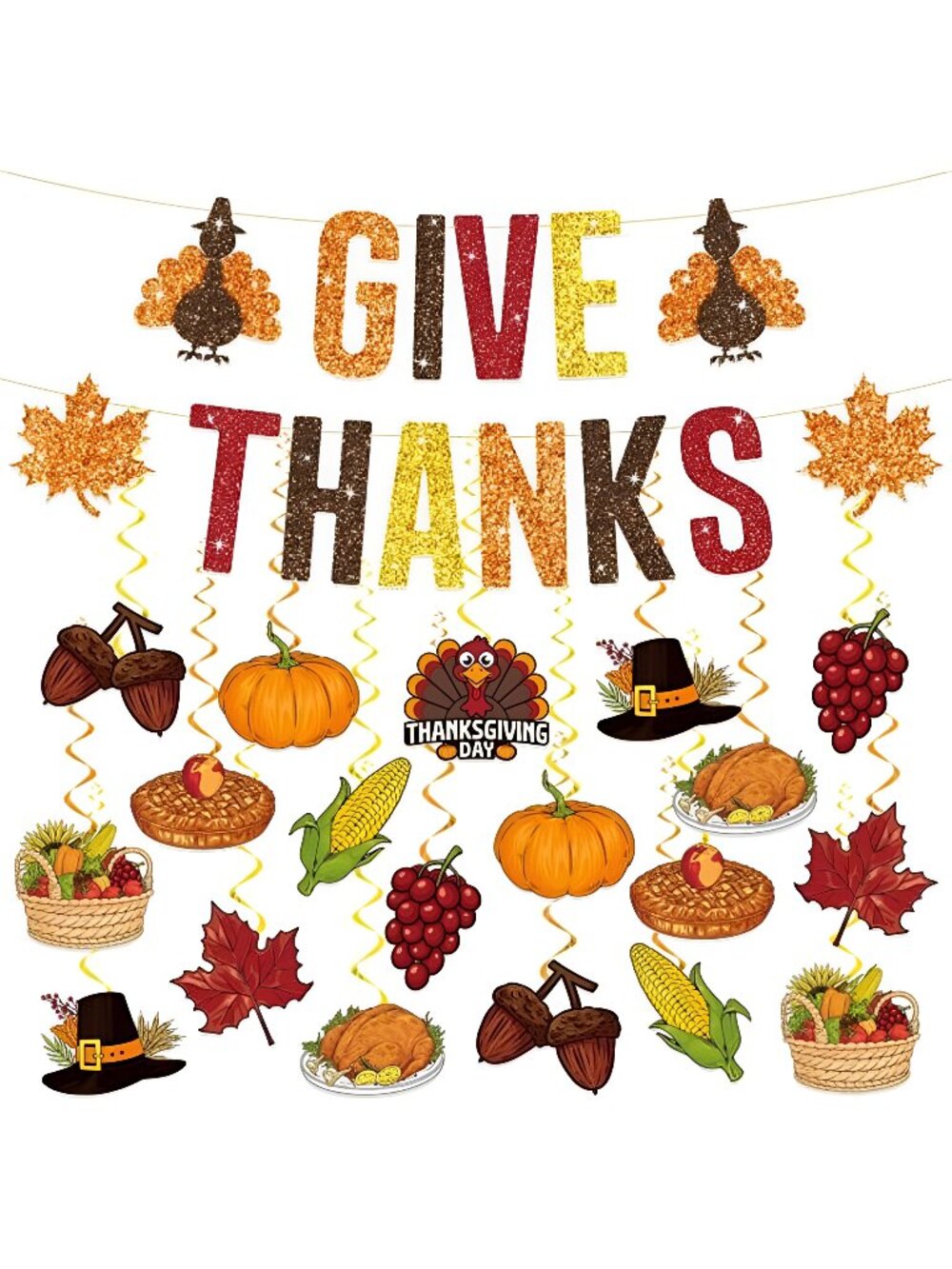 Thanksgiving Decorations, 42 Pcs Pre-Assembled Friendsgiving Party Decor